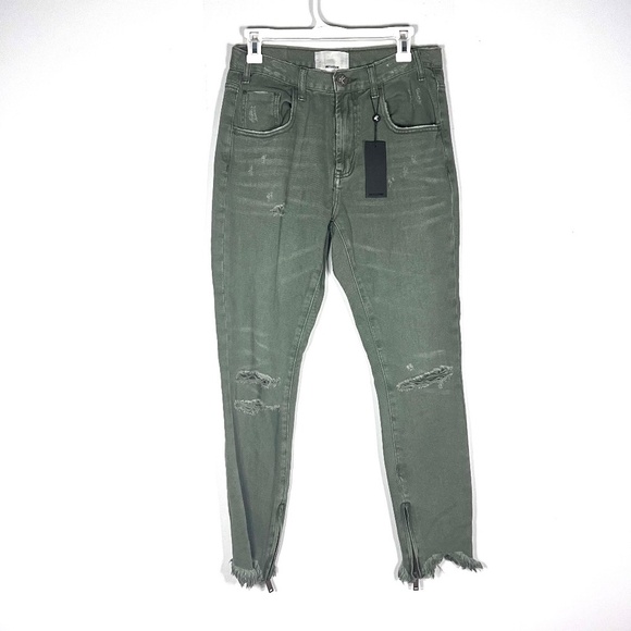 One Teaspoon Freebirds high rise chewed hem skinny jeans green - Picture 4 of 9